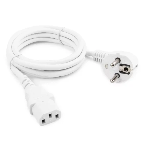 Шнур питания C13-Schuko угловая, 3х0.75, 220В, 10А, белый, 1 метр (LAN-PP13/SHA-1.0-WH)