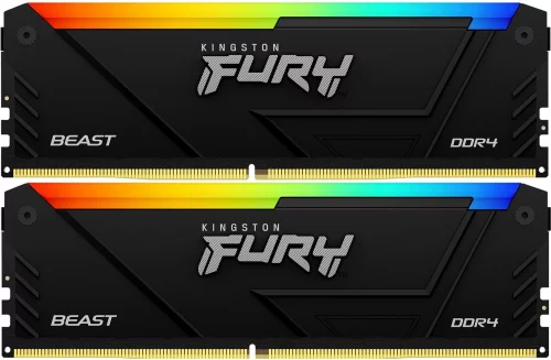 Память оперативная/ Kingston 16GB 3600MT/s DDR4 CL17 DIMM (Kit of 2) FURY Beast RGB (KF436C17BB2AK2/16)