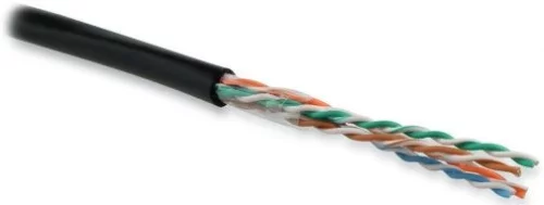 Кабель информационный Hyperline UUTP4-C5E-S24-OUT-PE-BK-100 кат.5E U/ UTP 4X2X24AWG PE внутренний 100м черный