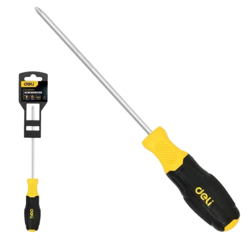 Крестовая отвертка Deli DL638150N PH3x150мм сталь Cr-V, двухкомпонентная прорезиненная рукоять