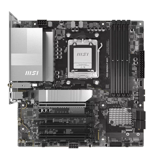Материнская плата MSI PRO B850M-P WIFI B850, AM5, 4*DDR5, 4*PCIEx16, 3*M.2, 3*TypeC, 1*USB3.2Gen2, 5*USB3.2Gen1, 8*USB2.0, 4*SATA3.0, 5G, HDMI, ATX, RTL