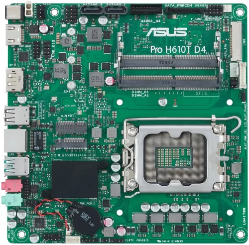 Материнская плата ASUS PRO H610T D4-CSM, LGA1700, H610, 2*DDR4, DP,HDMI, SATA 6.0, M.2, USB 3.2*2, USB 2.0*2, mITX; 90MB1AM0-M0EAYC