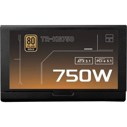 Блок питания 750W/ Power Supply Thermalright, 750W 80+ Gold (ATX, 3.1, PCIe 5.1, Full modular, 1x24(20+4)pin, 2xCPU 8(4+4)pin, 2xPCIe*2 8(6+2)pin, 1x12VHPWR, 8xSATA3, 3xMOLEX4pin, Active, 120x120mm, 1 (TR-KG750)