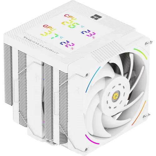 Кулер для процессора/ CPU Cooler Thermalright Phantom Spirit 120 Digital SNOW (4-pin PWM, LED temp., 160mm, Ni/ CU, 7x6mm, ARGB, 2x120mm, 69CFM, 27dBA, 2150RPM, S: 1851, 1700, 1200, 115X, AM5, AM4, whi (PS120-DG-SNOW)