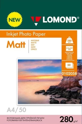 Фотобумага LOMOND 280 г/ м2 А4 односторонняя матовая 50 л. (0102058)