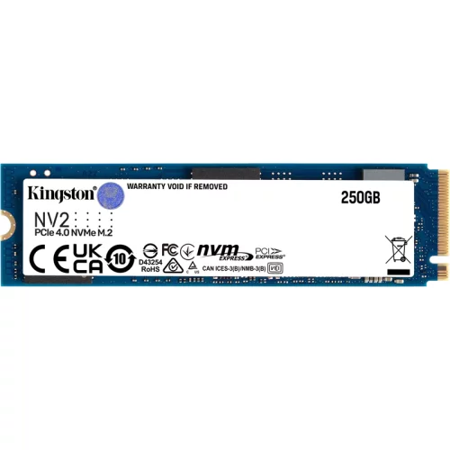 Твердотельный накопитель Kingston SNV2S/ 250G NV2 250GB, M.2, PCIe G4x4, NVMe, 3D TLC (SNV2S/250G)