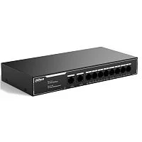 *Коммутатор Dahua DH-SG1010LP, 10-портовый гигабитный неуправляемый коммутатор c PoE, 8xRJ45 1Gb PoE, 2xRJ45 1Gb uplink, суммарно 65Вт, коммутация 20 Гбит/ с, MAC-таблица 2K, металл