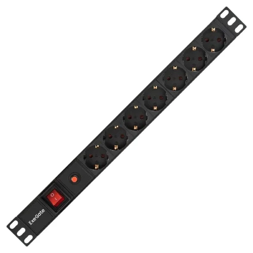 Exegate EX280837RUS Блок розеток ExeGate ServerPro PDU-19H702 Al-7S-C14-SW-O, 19,1U,алюм, 7Sch, С14, защита от перегр фото 2