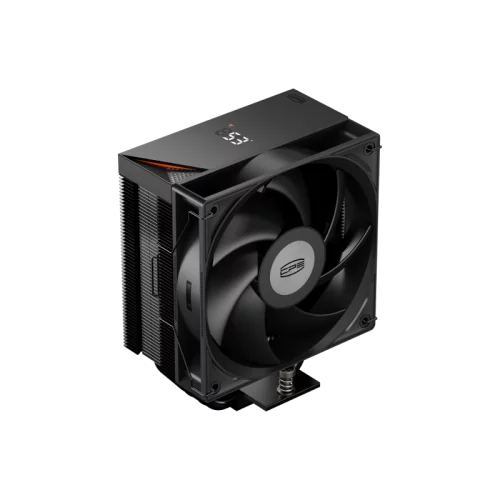 Кулер для процессора/ CPU Cooler PCCooler RT500 Digital BK (240W, 4-pin PWM, LED temp., 152mm, Al/Cu, 5x6mm, 1x120mm, 73.32CFM, 34.9dBA, 2200RPM, S: 1851/1700/1200/115X, AM5/AM4, black)