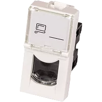Вставка Mosaic 22.5x45, RJ-45 UTP, кат.6, со шторкой и увеличенным окном маркировки, белая (LAN-SIP-22U6-WH)