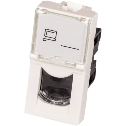 Вставка Mosaic 22.5x45, RJ-45 UTP, кат.6, со шторкой и увеличенным окном маркировки, белая (LAN-SIP-22U6-WH)
