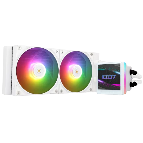 Водяное охлаждение для процессора/ Water Cooling System Thermalright Grand Vision 240 (240mm, LED, White, ARGB/ Fans: 2x120mm, 80.45CFM, 29.4dBA, 2150RPM/ Pump height 72.5mm, 6400RPM, Rad thickness 27 (G-VISION-WH-240-ARGB)