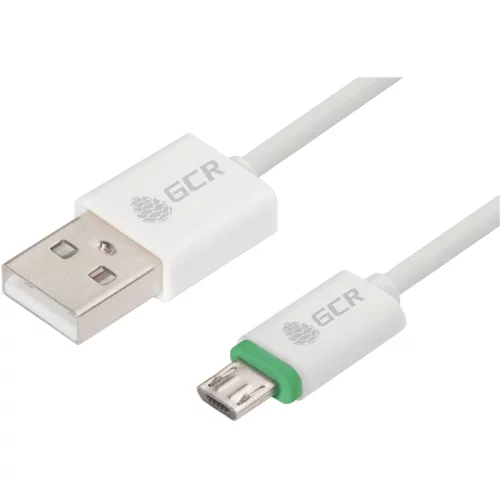 Greenconnect Кабель 3A 1.0m для Samsung USB 2.0, AM/microB 5pin, ABS, белый, зеленый ПВХ, 28/22 AWG, поддержка функции быстрой зарядки, экран, армированный, морозо (GCR-51777)