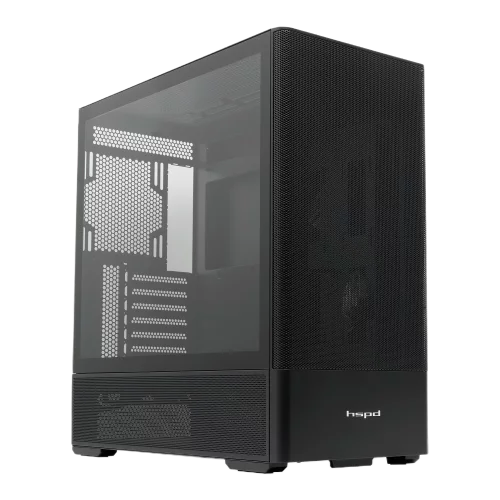 Корпус без блока питания/ Case HSPD M712, Mesh Mid Tower, Black, TG, 0.6 SPCC, no fans, E-ATX, ATX, mATX, mITX, 175/ 410/ 160mm, 2x2.5