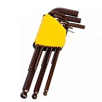 Набор шестигранных ключей с шаром удлиненных Deli DL230709G 9 шт S2, размеры 1,5,2,2,5,3,4,5,6,8,10мм, пластиковый держатель