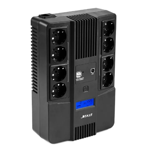 ИБП Бастион SKAT-UPS 800-AID-IN-1x9-8 {Line-interactive, 800/ 480Вт, LCD-дисплей, USB/ RJ-45, АКБ 1х 9Ач, сверху ЕВРО 4+4, МПТ} (8933) (8933 SKAT-UPS 800-AID-IN-1X9-8)