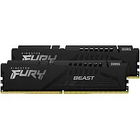 Модуль памяти DDR 5 DIMM 32Gb PC51200, 64000Mhz, Kingston FURY Beast Black XMP CL32 (Kit of 2) (KF564C32BBK2-32) (retail)