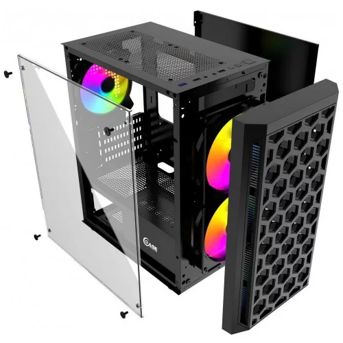 Powercase CMIMTB-L3 Корпус Mistral Micro T3B, Tempered Glass, Mesh, 2x 140mm + 1х 120mm 5-color fan, чёрный, mATX (CMIMTB-L3) фото 4