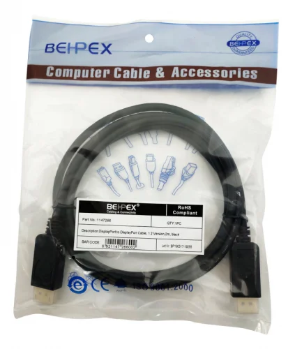 Кабель 1.2v DisplayPort (m) DisplayPort (m) 2м черный (1147266) (1147266#MLN)