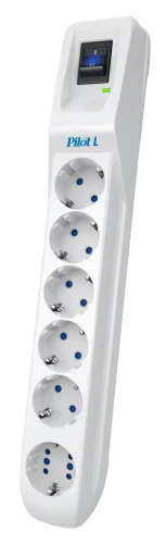 Сетевой фильтр Pilot L (GP) 1.8м (6 розеток) белый (коробка) (171) (171#MLN)