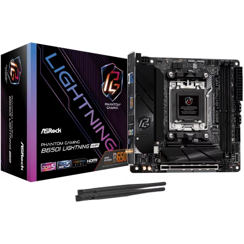 Материнская плата ASROCK B650I LIGHTNING WIFI, AM5, B650, 2*DDR5, 2*SATA, 2*M.2, 3*USB 3.2, 4*USB 2.0, Type-C, 1*PCIx16, 1*M.2 (Key E), HDMI, mITX