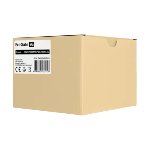 Exegate EX293436RUS ESNK-P0063AP4.PWM.2U.SP3.Cu {Al+Cu, 2U, 4 тепл. трубки, LGA SP3, TDP 240W, PWM, 1600-6800RPM, 2 ball bearing, 4pin, 54,3db, 440г, на винтах, с термопастой} RTL фото 9