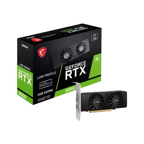 Видеокарта/ VGA MSI NVIDIA GeForce RTX 3050 LP 6G 6GB, GDDR6/96-bit, PCIe 4.0, 2xHDMI 2.1, 1xDP, 2.1-slot