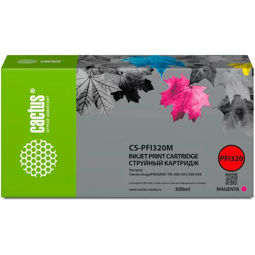 Картридж струйный Cactus CS-PFI320M PFI-320M пурпурный (300мл) для Canon imagePROGRAF TM-200/TM-200 MFP L24ei/TM-205/TM-300