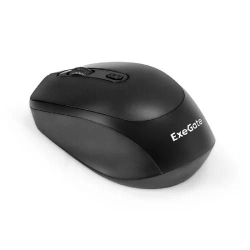 Exegate EX298896RUS Беспроводная мышь ExeGate Professional Standard SR-9005 (радиоканал 2,4 ГГц, USB, оптическая, 1200dpi, 4D, 4 кнопки и колесо прокрутки, черная, RTL)