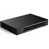 *Коммутатор Dahua DH-SF1026LP, 26-портовый неуправляемый коммутатор с РоЕ, 24xRJ45 100Mb PoE, 2xRJ45 1Gb uplink, суммарно 190Вт, коммутация 8.8 Гбит/ с, MAC-таблица 8K, металл