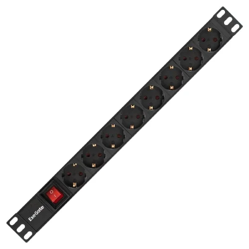 Exegate EX280844RUS Блок розеток ExeGate ServerPro PDU-19H805 Al-8S-EU3-SW, 19,1U,алюм, 8Schuko, евровилка, 3м фото 2