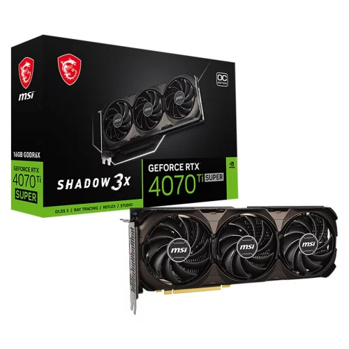 Видеокарта MSI RTX4070Ti SUPER SHADOW 3X OC 16GB GDDR6X 256bit 3xDP HDMI 3FAN RTL (RTX 4070 TI SUPER 16G SHADOW 3X OC)