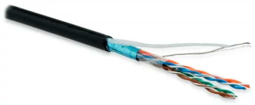 Кабель информационный Hyperline FUTP4-C5E-P26-IN-LSZH-BK-100 кат.5E F/ UTP 4X2X26AWG LSZH внутренний 100м черный