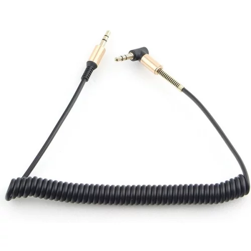 Кабель аудио (угловой) спиральный Cablexpert CCAB-02-35MMLC-1.8MB. 3.5 джек (M)/ 3.5 джек (M), черный, 1.8м, блистер