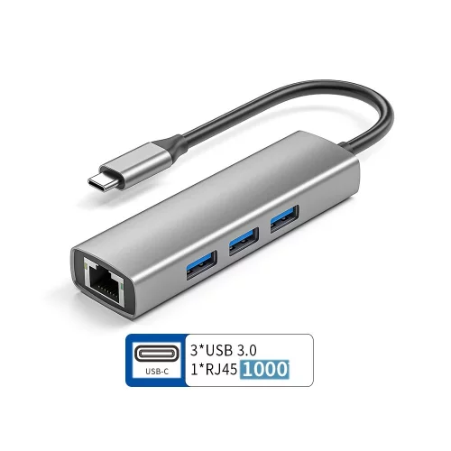 ORIENT JK-341N, Type-C разветвитель-сетевая карта USB 3.2 Gen1 (5 Гбит/ c), порты: 3xUSB-A + RJ45 Gigabit Ethernet, RTL8153, 100/ 1000 Мбит/ с, кабель USB Type-C, алюминиевый корпус, серебристый (33309) фото 2