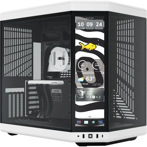 Корпус без блока питания/ Case HYTE Y70 Touch Infinite, Midi-Tower, TG, LCD, no fans, 2xUSB-A 3.2, 1xUSB Type-C, E-ATX, ATX, mATX, mITX White Panda (CS-HYTE-Y70TTI-WB)