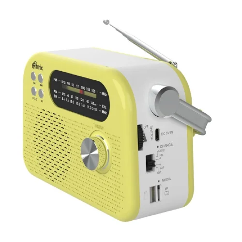 RITMIX RPR-045 LEMON {Радиоприёмник портативный 3хдиапазонный FM/AM/SW,Bluetooth v.5.3, воспроизв. с USB и с карт пам. micro SD (до 32Gb)} фото 2