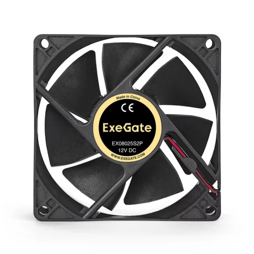 Exegate EX294047RUS Вентилятор ExeGate EX08025S2P, 80x80x25 мм, Sleeve bearing (подшипник скольжения), 2pin (разъем 2.54; для блоков питания ATX), 2200RPM, 27dBA