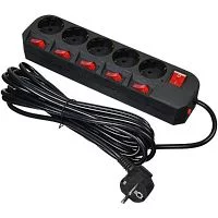 Сетевой фильтр Buro 500SH-5-SW-B 5м (5 розеток) черный (коробка)
