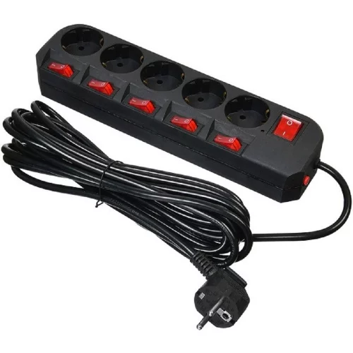 Сетевой фильтр Buro 500SH-5-SW-B 5м (5 розеток) черный (коробка)