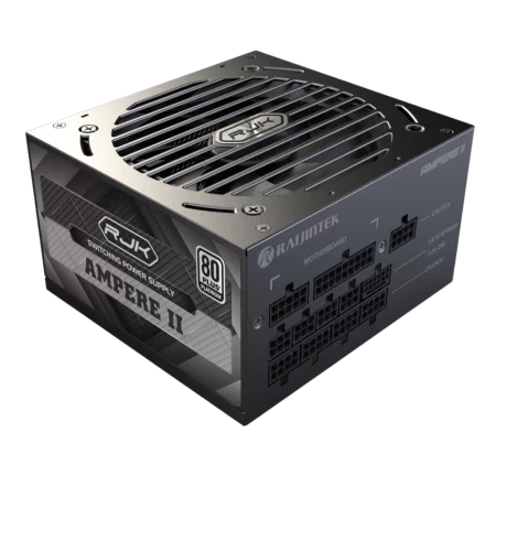 Блоки питания/ Power Supply Raijintek AMPERE II 1200, 1200W 80+ Platinum (ATX, 3.1, PCIe 5.1, Full-modular, 1x24(20+4)pin, 2x4+4-pin CPU, 3x6+2-pin PCIe, 1x12V(2x6), 10xSATA3, 5xMolex, Active, 120x120 (0R30B00039)