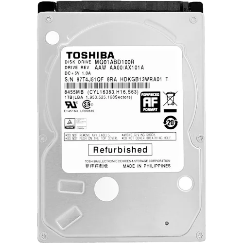 Жесткий диск/ HDD Toshiba SATA 1TB 2.5 6.0 Gbit/ s 5400 rpm 8Mb OFFICIAL RECERTIFIED 1 year warranty (MQ01ABD100R)