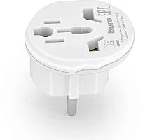 Адаптер-переходник Buro BU-PA01-W (1 розетка) белый (пакет ПЭ)