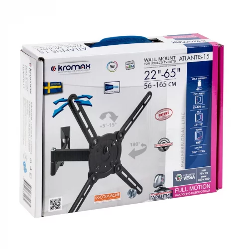 Кронштейн Kromax ATLANTIS-15 настенный, для LED/LCD TV 22