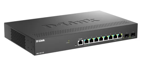 Коммутатор D-Link Управляемый L2 коммутатор, 8x2.5GBase-T, 2x10GBase-X SFP+, защита от статического электричества до 6 кВ, CLI, консольный порт RJ-45 (DMS-1250-10S/A1A/6KV)