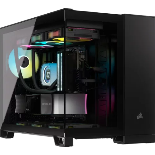 Корпус без блока питания/ Case Corsair iCUE LINK 2500X RGB, Midi-Tower, TG, 2x120mm RGB, 2xUSB-A 3.2, 1xUSB 3.2 Type-C, mATX, mITX Black (CC-9011267-WW)