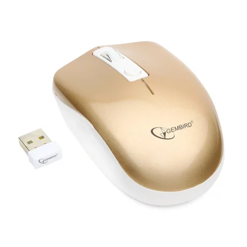 Gembird MUSW-400-G Gold USB { Мышь беспров., 3кн.+колесо-кнопка, 2.4ГГц, 1600 dpi, бесшумный клик} фото 3