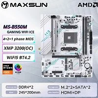 MAXSUN MS-B550M GAMING WIFI ICE (Socket AM4, mATX, 4*DDR4(64Gb), DP/HDMI, 3*SATA3, 2*M.2, 1*PCIEx16/1*PCIEx4, 4*USB2.0, 2*USB 3.0, LAN 1*1G, Bluetooth, Wi-Fi 802.11ac, RTL)