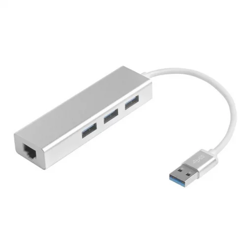 Greenconnect USB 3.0 Разветвитель на 3 порта + 10/100Mbps Ethernet Network metall (GCR-AP05)