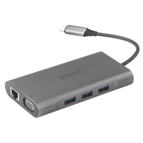 DAHUA Док станция 9 in 1 USB 3.1 Type-C to USB 3.0 + HDMI + RJ45 + VGA + SD/ TF +PD Docking Station (DH-TC39)